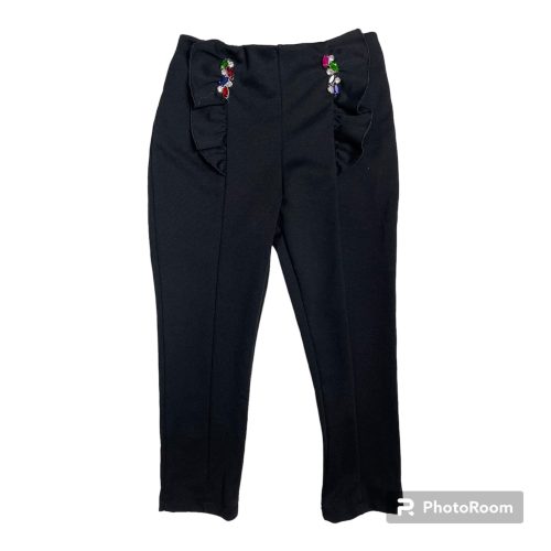 hlače z volančki -črna