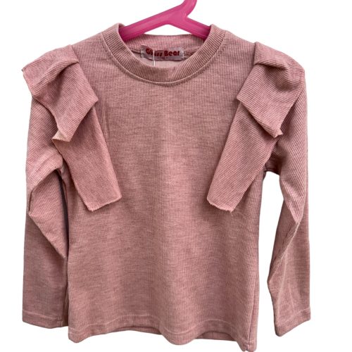 majica z volančki (umazano roza)